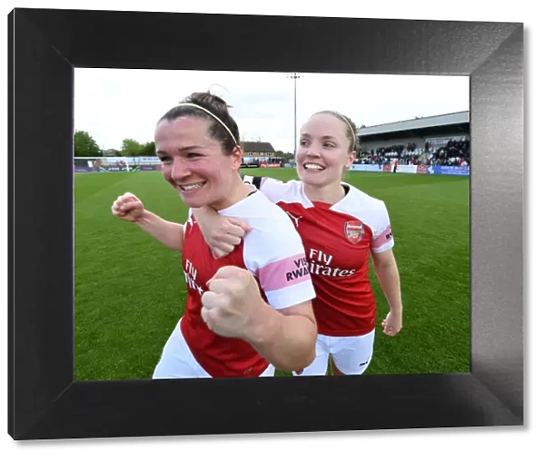 Arsenal Women's Mitchell and Little in Glorious Victory Celebration