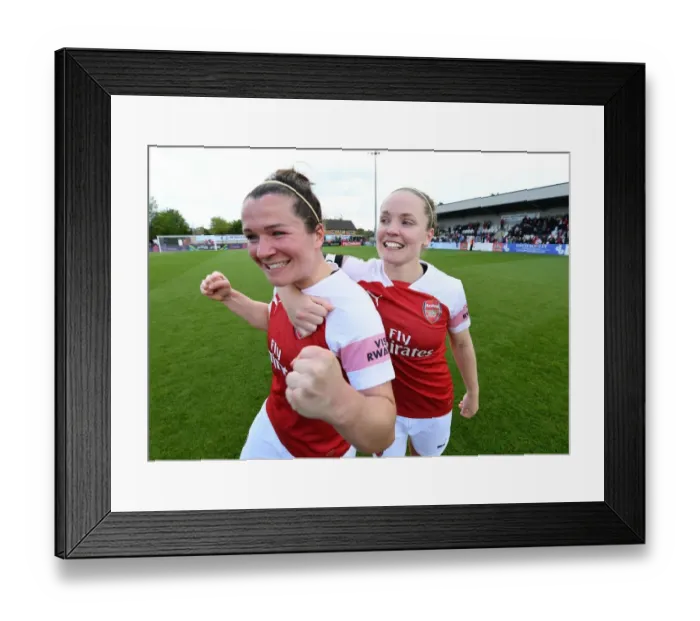 Framed Print : Arsenal Women's Mitchell and Little in Glorious Victory Celebration