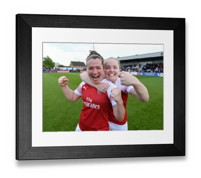 Framed Print : Celebration: Arsenal Women's Emma Mitchell and Kim Little