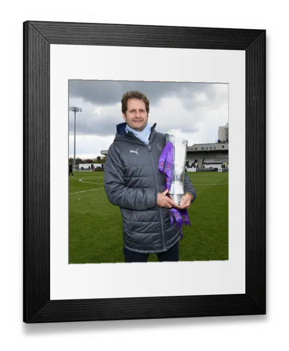Framed Print : Joe Montemurro Lifts WSL Trophy after Arsenal Women's Victory over Manchester City Framed Print : Joe Montemurro Lifts WSL Trophy after Arsenal Women's Victory over Manchester City
