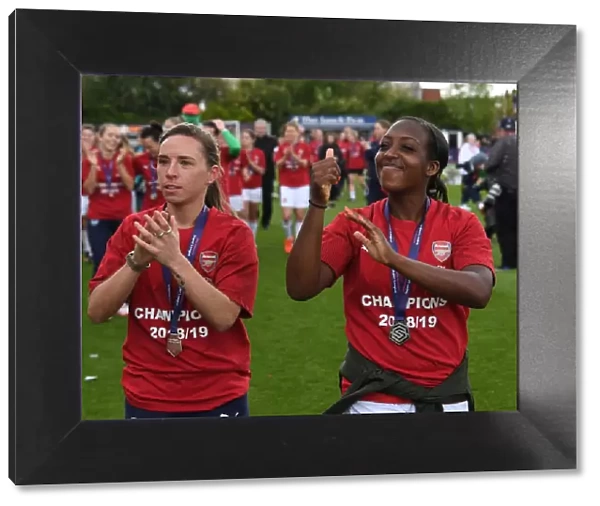 Arsenal Women Celebrate with Fans: Nobbs and Carter Rejoice in Hard-Fought Victory over Manchester City