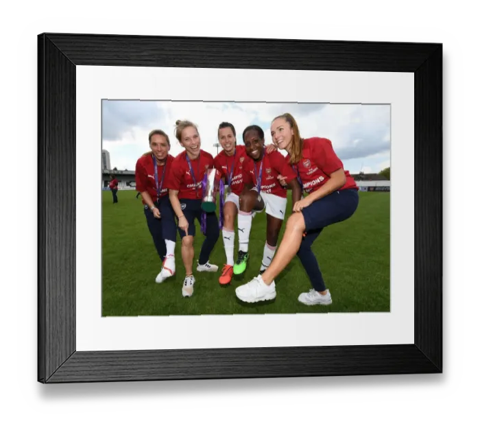 Framed Print : Arsenal Women's Injured Stars Display Scars with WSL Trophy after Manchester City Victory