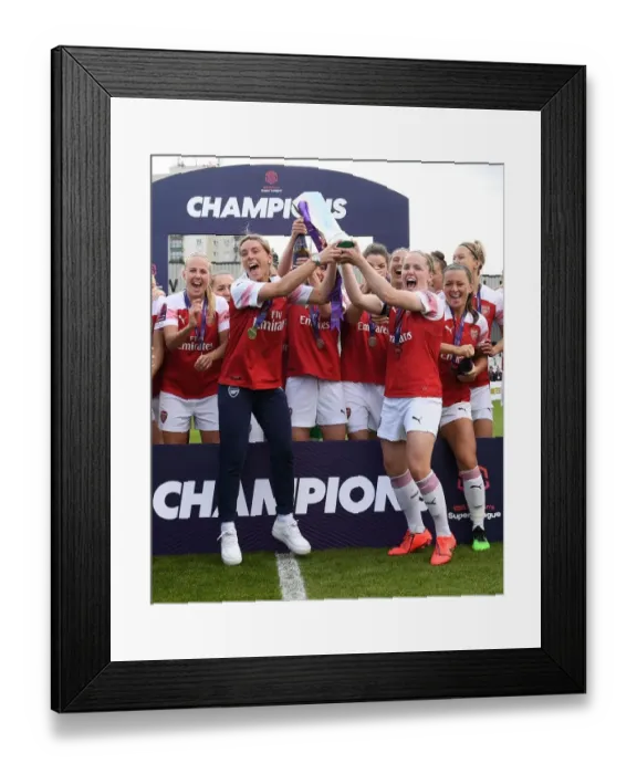 Framed Print : Arsenal Women's Historic WSL Title Win: Kim Little and Jordan Nobbs Celebrate with the Trophy