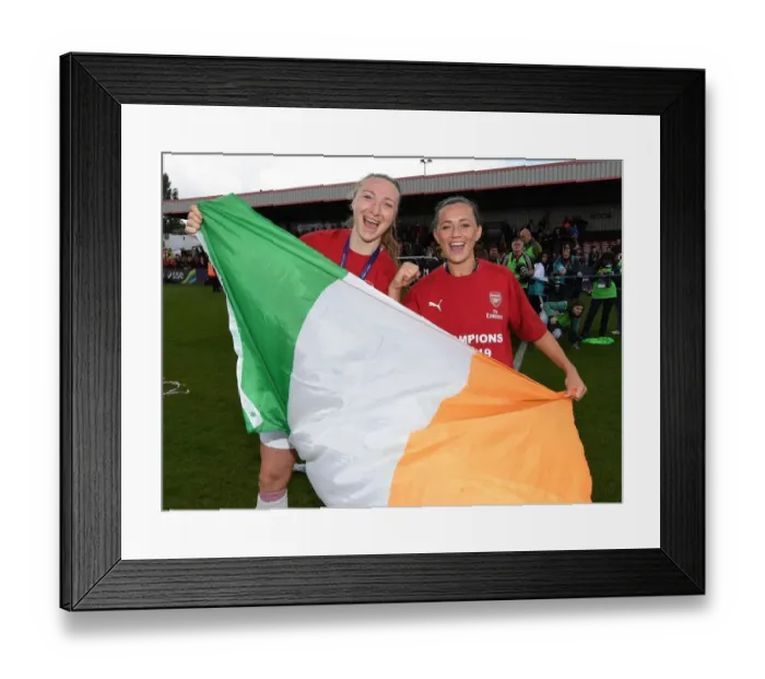 Framed Print : Arsenal Women's Victory: Quinn and McCabe's Embrace of Triumph Framed Print : Arsenal Women's Victory: Quinn and McCabe's Embrace of Triumph