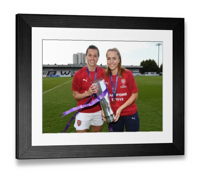 Framed Print : Arsenal Women Celebrate WSL Title with Viki Schnaderbeck and Lia Walti