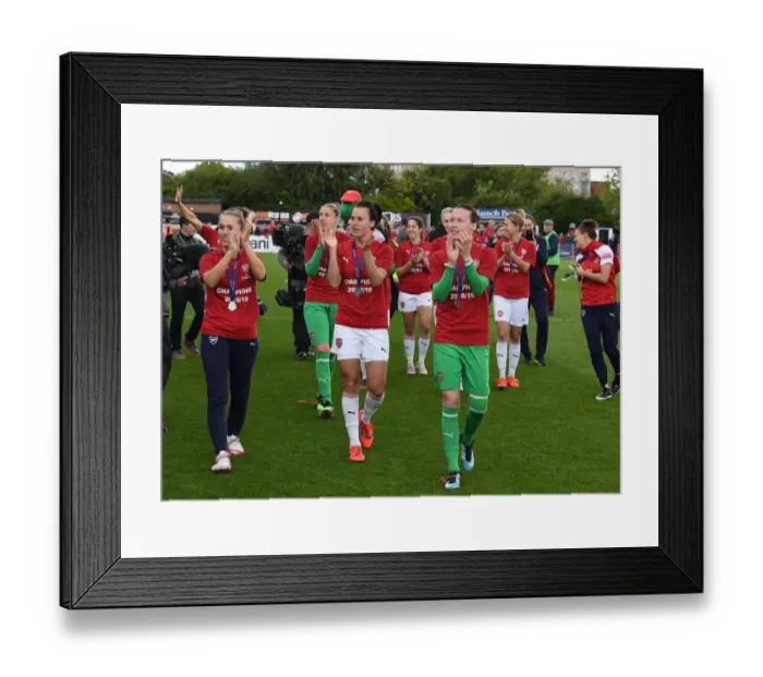 Framed Print : Arsenal Women Celebrate with Fans after Securing Victory over Manchester City Women