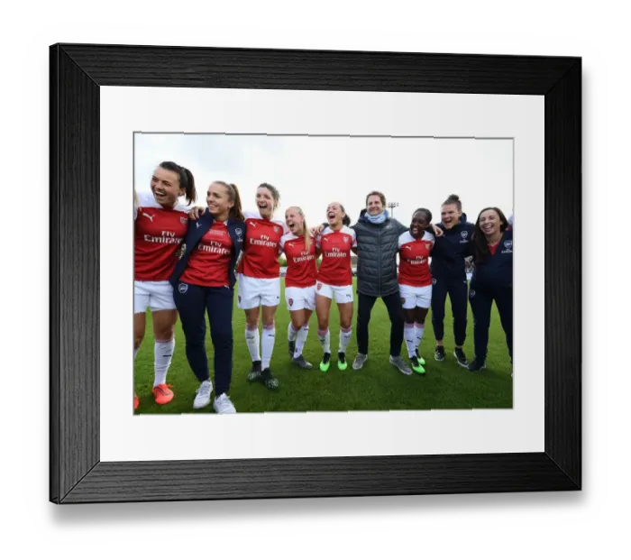 Framed Print : Arsenal Women Celebrate Victory Over Manchester City: Schnaderbeck, Walti, Bloodworth, Mead, McCabe, Montemurro, Carter, Veje