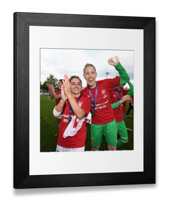 Framed Print : Arsenal Women Celebrate Victory: Van de Donk and Van Veenendaal Rejoice After Beating Manchester City