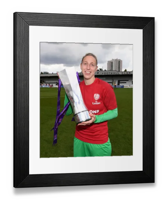 Framed Print : Arsenal Women Celebrate WSL Title with Sari van Veenendaal and the Trophy