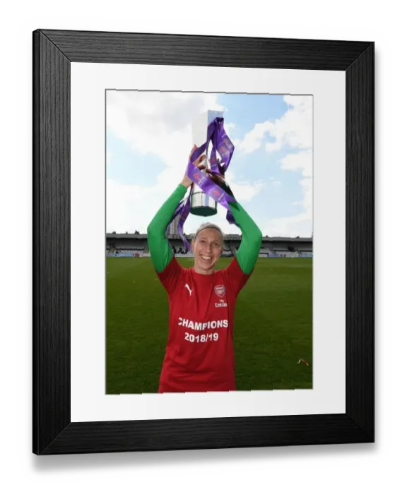 Framed Print : Arsenal Women Celebrate WSL Title with Sari van Veenendaal and the Trophy