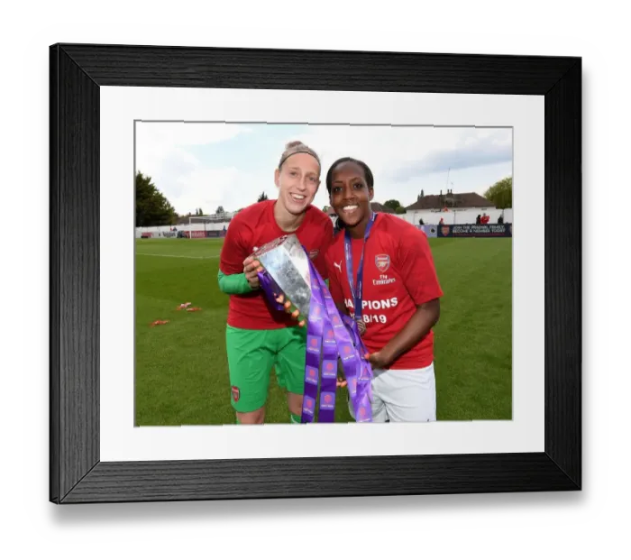 Framed Print : Arsenal Women Celebrate WSL Title with Sari van Veenendaal and Danielle Carter Framed Print : Arsenal Women Celebrate WSL Title with Sari van Veenendaal and Danielle Carter