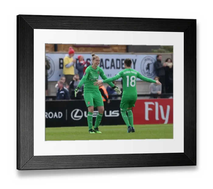 Framed Print : Celebrating Victory: Peyraud-Magnin and Van Veenendaal of Arsenal Women