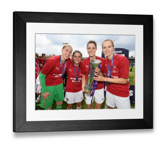 Framed Print : Arsenal Women Celebrate WSL Title with Van Veenendaal, Van de Donk, Bloodworth, and Miedema Framed Print : Arsenal Women Celebrate WSL Title with Van Veenendaal, Van de Donk, Bloodworth, and Miedema