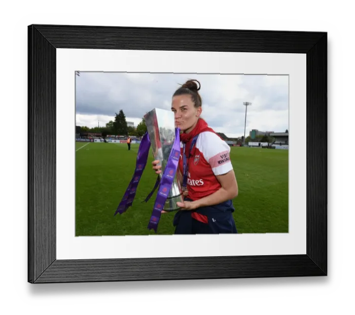 Framed Print : Arsenal Women's Historic WSL Title Win: Katrine Veje Celebrates with the Trophy