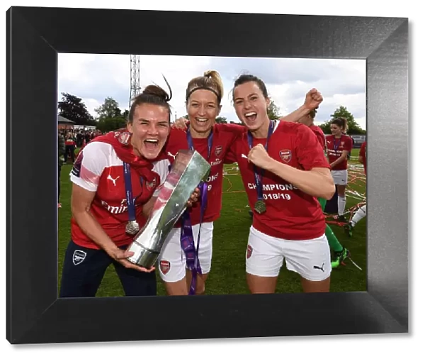 Arsenal Women's Historic WSL Title Win: Celebrating with Katrine Veje, Janni Arnth, and Viki Schnaderbeck
