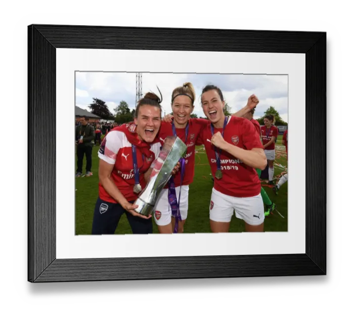 Framed Print : Arsenal Women's Historic WSL Title Win: Celebrating with Katrine Veje, Janni Arnth, and Viki Schnaderbeck
