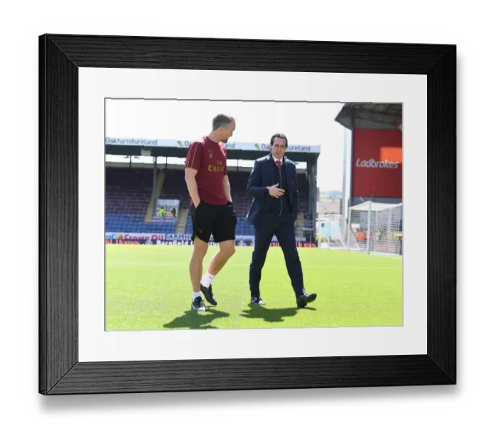 Framed Print : Unai Emery and Darren Burgess of Arsenal Before Burnley Clash, 2018-19 Premier League