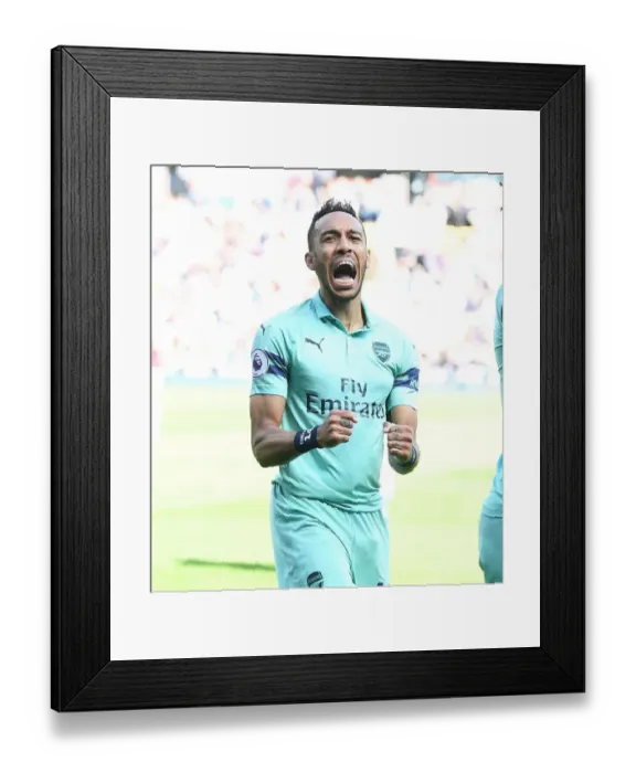 Framed Print : Aubameyang's Brace: Arsenal Secures Victory Over Burnley in Premier League Showdown