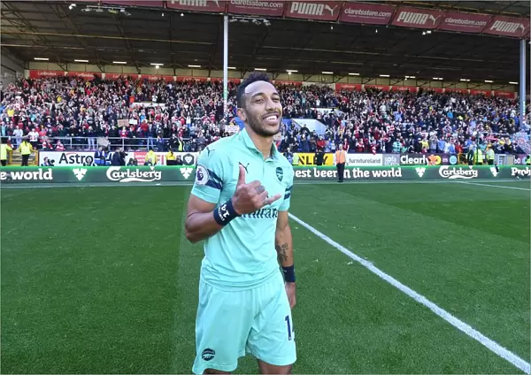 Pierre-Emerick Aubameyang Reacts After Arsenal's Win Against Burnley (Burnley v Arsenal 2018-19)