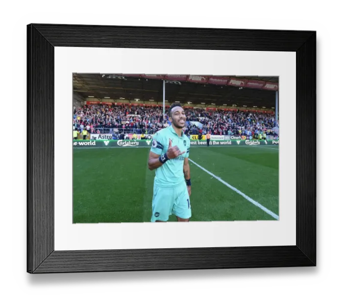 Framed Print : Pierre-Emerick Aubameyang Reacts After Arsenal's Win Against Burnley (Burnley v Arsenal 2018-19)