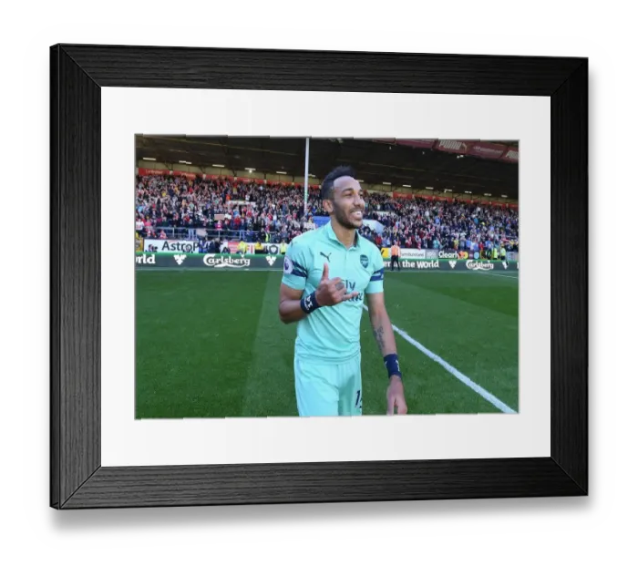 Framed Print : Aubameyang's Euphoria: Arsenal Clinch Victory Over Burnley (Premier League 2018-19)