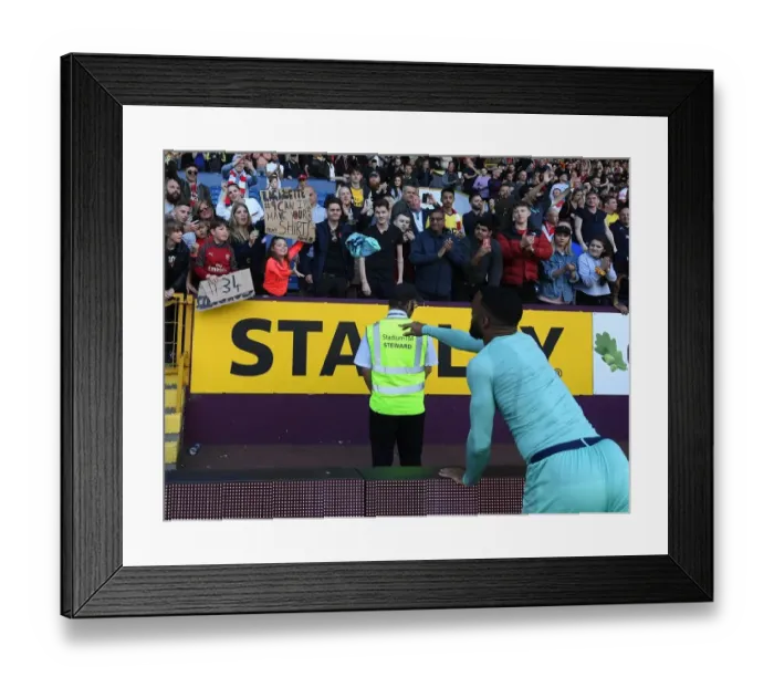 Framed Print : Alexis Lacazette Celebrates with Fans: Burnley vs. Arsenal, Premier League 2018-19