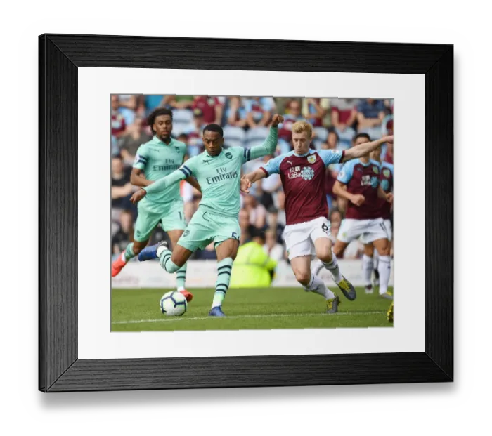 Framed Print : Burnley vs. Arsenal: Clash between Joe Willock and Ben Mee in the 2018-19 Premier League