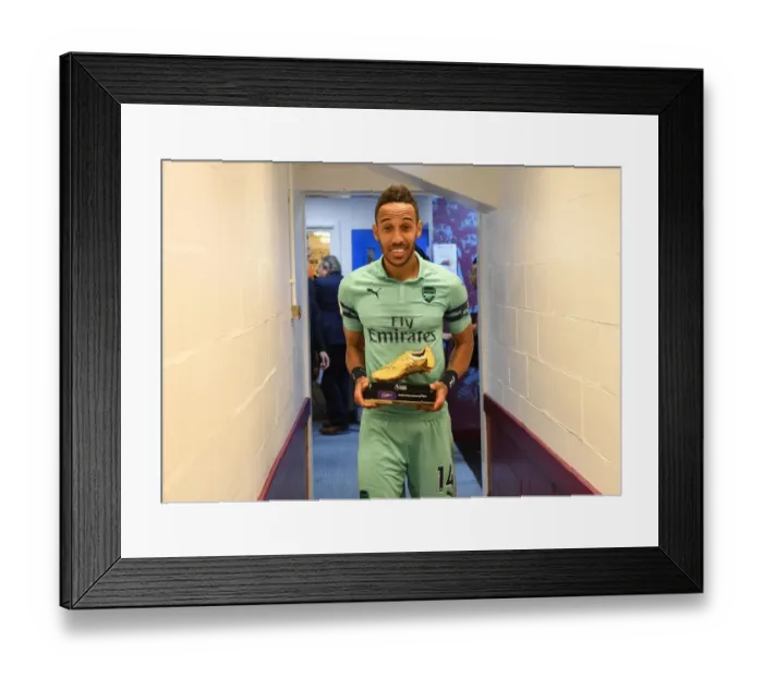 Framed Print : Arsenal's Aubameyang Claims 2018-19 Premier League Golden Boot at Burnley