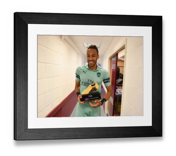 Framed Print : Arsenal's Aubameyang Claims 2018-19 Premier League Golden Boot at Burnley