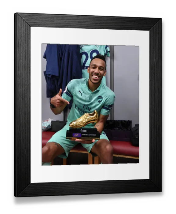 Framed Print : Arsenal's Aubameyang Claims 2018-19 Premier League Golden Boot at Burnley