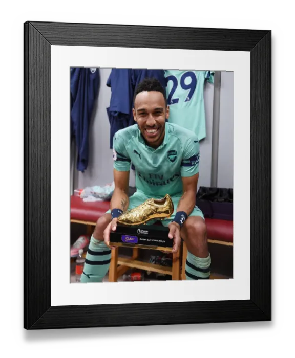 Framed Print : Arsenal's Pierre-Emerick Aubameyang Claims Golden Boot at Burnley Framed Print : Arsenal's Pierre-Emerick Aubameyang Claims Golden Boot at Burnley