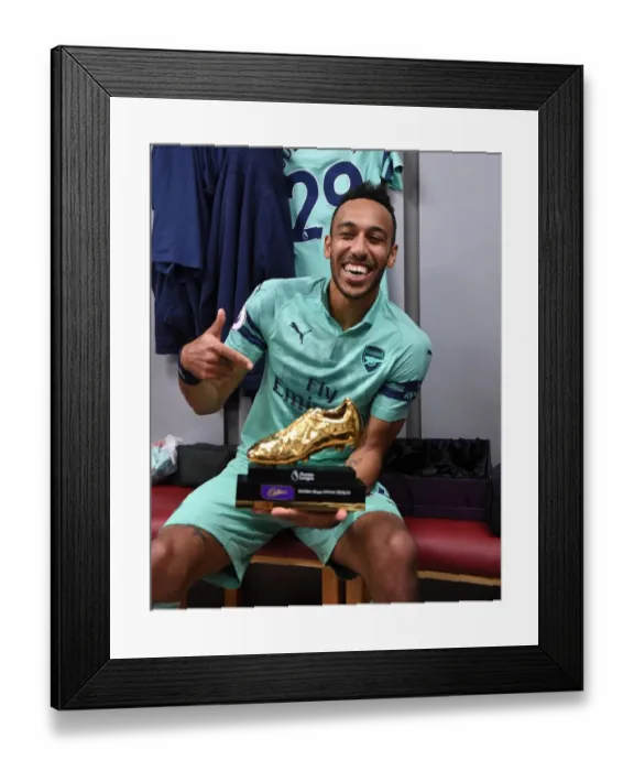 Framed Print : Arsenal's Aubameyang Claims Golden Boot in Burnley Victory (2018-19 Season)