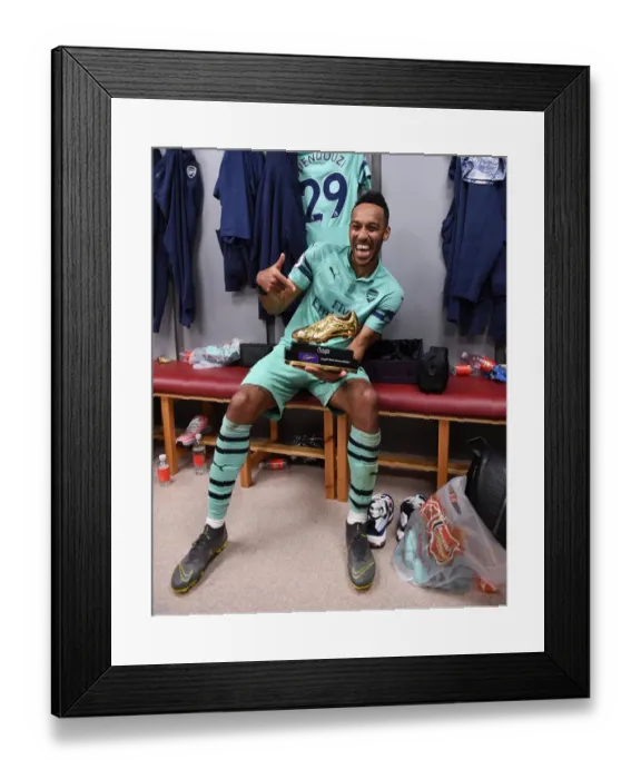 Framed Print : Arsenal's Aubameyang Claims Golden Boot after Securing Victory against Burnley Framed Print : Arsenal's Aubameyang Claims Golden Boot after Securing Victory against Burnley
