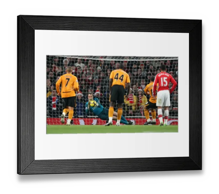 Framed Print : Manuel Almunia (Arsenal) saves Geovanni (Hull) penalty. Arsenal 3: 0 Hull City Framed Print : Manuel Almunia (Arsenal) saves Geovanni (Hull) penalty. Arsenal 3: 0 Hull City