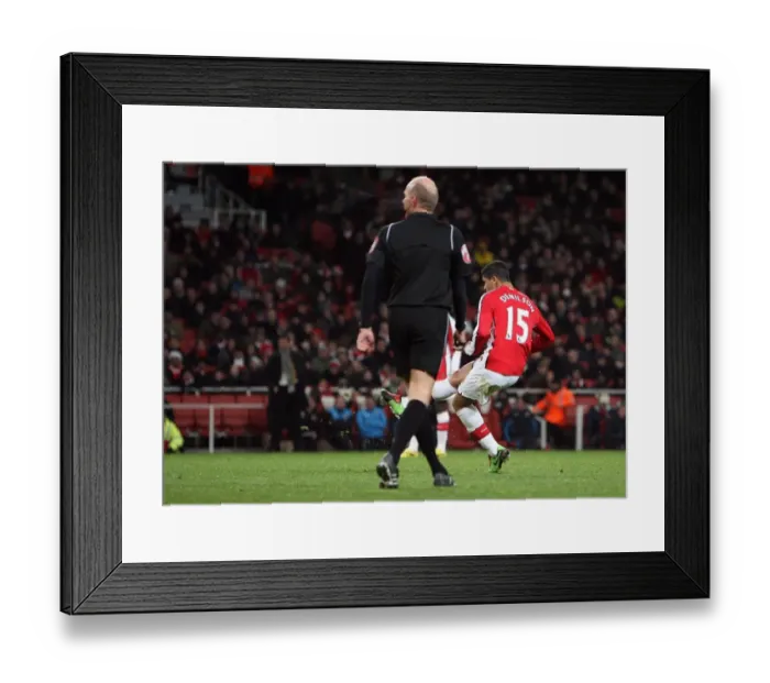 Framed Print : Denilson scores Arsenals 1st goal. Arsenal 3: 0 Hull City. Barclays Premier League