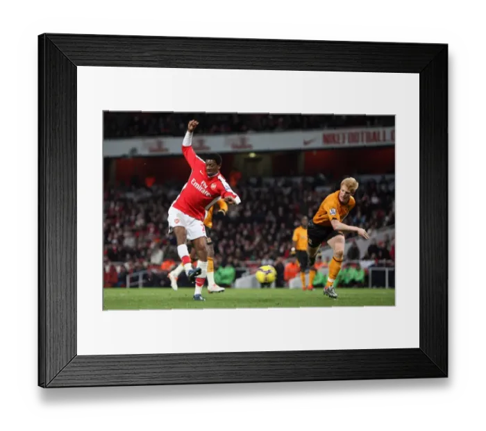 Framed Print : Abou Diaby scores Arsenals 3rd goal under pressure from Paul McShane (Hull)