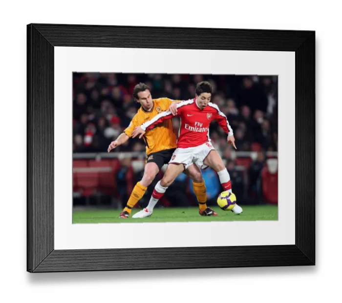 Framed Print : Samir Nasri (Arsenal) Richard Garcia (Hull). Arsenal 3: 0 Hull City. Barclays Premier League