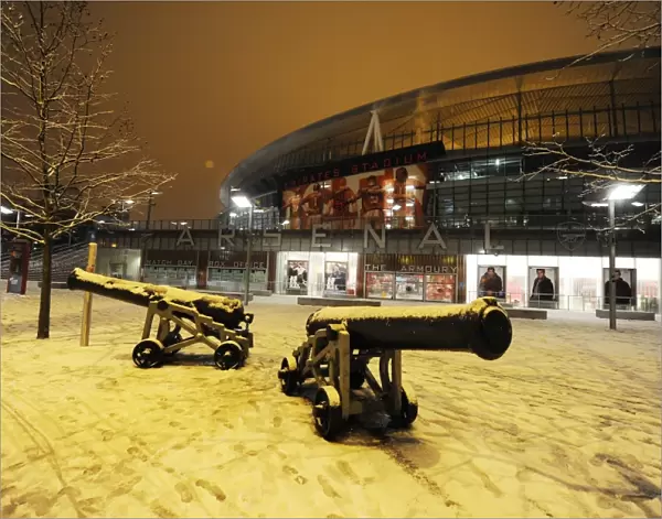 Winter at Emirates: Arsenal Football Club's Snowy Stadium, London (December 2009)
