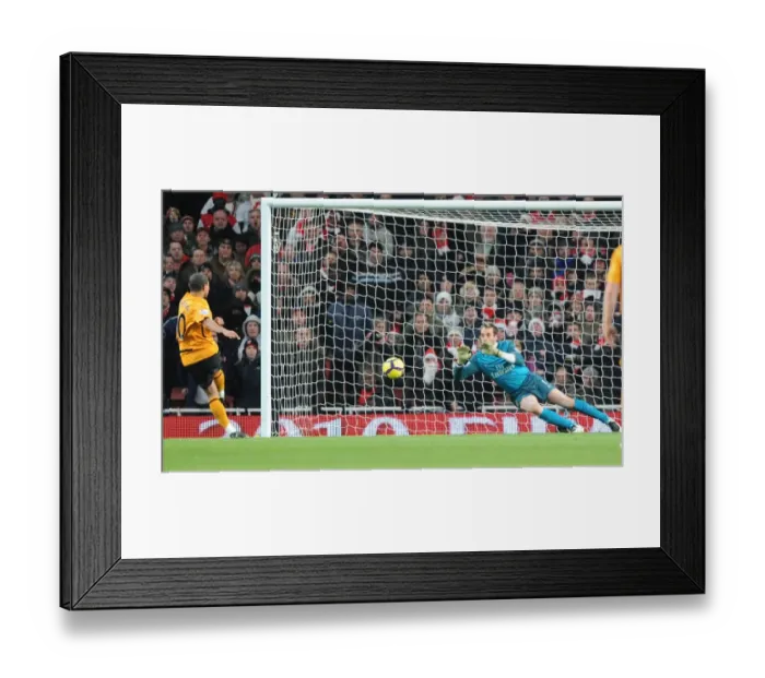 Framed Print : Almunia Saves Geovanni's Penalty: Arsenal's 3-0 Victory over Hull City, 2009