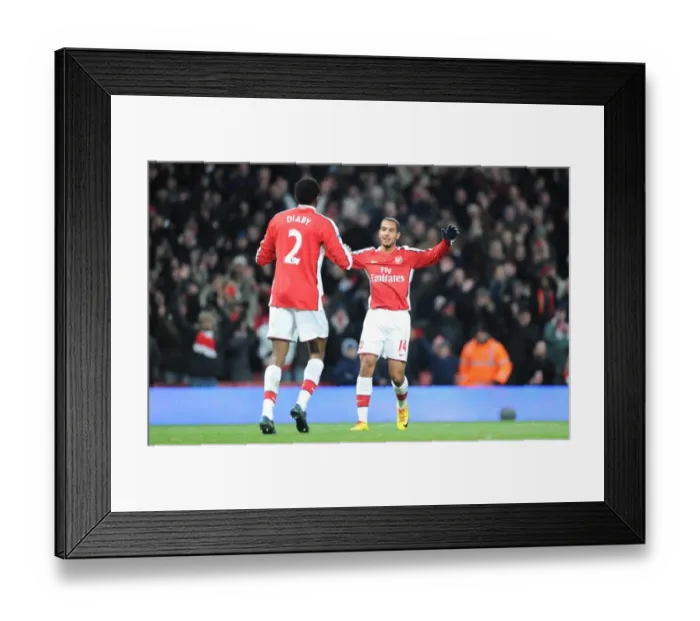Framed Print : Abou Diaby and Theo Walcott Celebrate Arsenal's 3rd Goal vs. Hull City (3:0) Framed Print : Abou Diaby and Theo Walcott Celebrate Arsenal's 3rd Goal vs. Hull City (3:0)