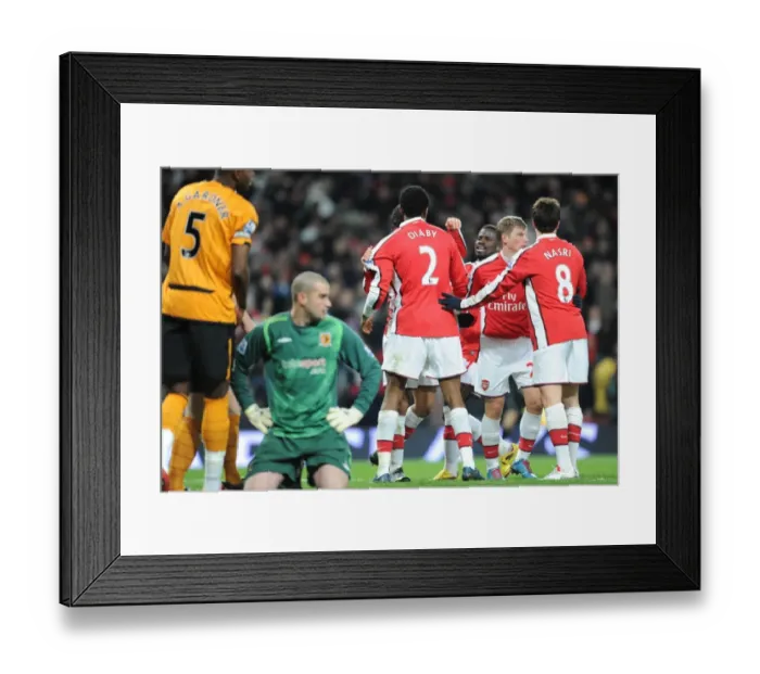 Framed Print : Eduardo celebrates scoring the 2nd Arsenal goal with Emmanuel Eboue, Abou Diaby Framed Print : Eduardo celebrates scoring the 2nd Arsenal goal with Emmanuel Eboue, Abou Diaby