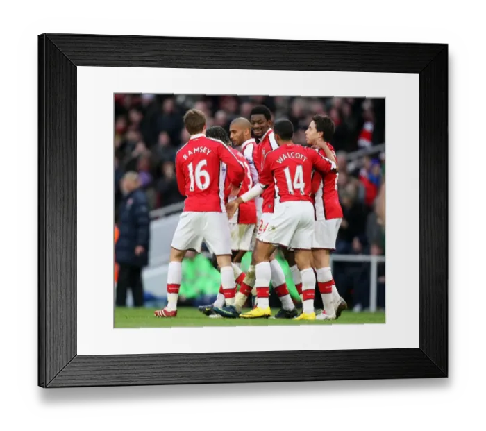 Framed Print : Abou Diaby celebrates scoring Arsenals 3rd goal with Aaron Ramsey