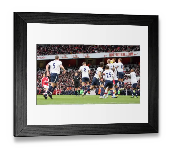 Framed Print : Cesc Fabregas's Free Kick: Arsenal's First Goal in 3:0 Victory Over Aston Villa (December 27, 2009) Framed Print : Cesc Fabregas's Free Kick: Arsenal's First Goal in 3:0 Victory Over Aston Villa (December 27, 2009)