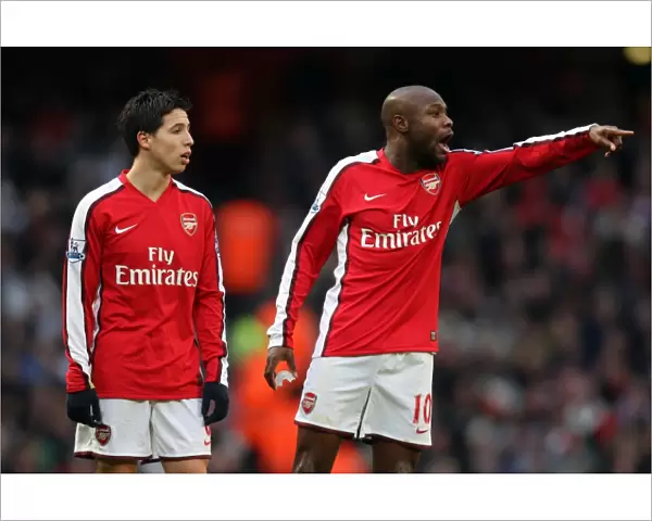 Samir Nasri and William Gallas (Arsenal). Arsenal 3: 0 Aston Villa. Barclays Premier League