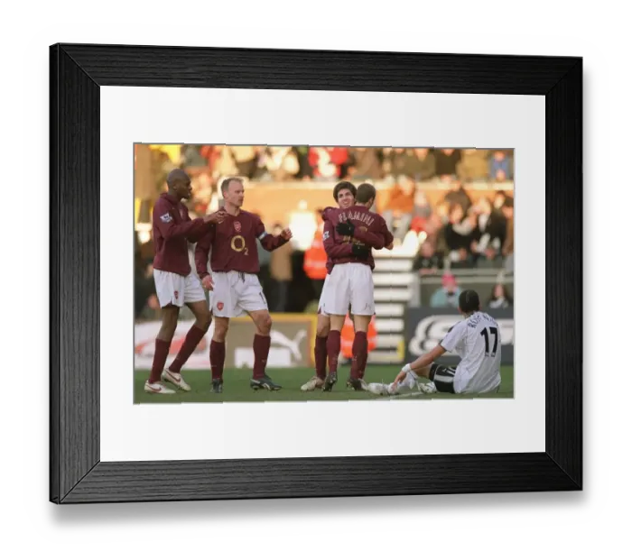 Framed Print : Cesc Fabregas and Mathieu Flamini Celebrate Arsenal's Second Goal vs. Fulham (4-0), FA Premiership, 2006 Framed Print : Cesc Fabregas and Mathieu Flamini Celebrate Arsenal's Second Goal vs. Fulham (4-0), FA Premiership, 2006
