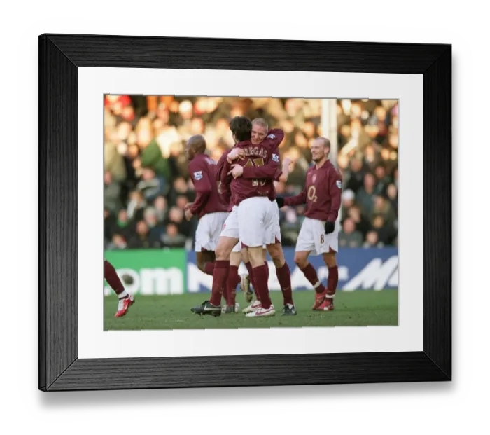 Framed Print : Cesc Fabregas's Double Celebration: Arsenal's Dominant 4-0 Win Over Fulham, FA Premiership, 2006 Framed Print : Cesc Fabregas's Double Celebration: Arsenal's Dominant 4-0 Win Over Fulham, FA Premiership, 2006