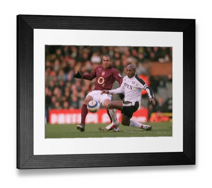 Framed Print : Gilberto (Arsenal) Luis Boa Morte (Fulham). Fulham 0: 4 Arsenal. FA Premiership Framed Print : Gilberto (Arsenal) Luis Boa Morte (Fulham). Fulham 0: 4 Arsenal. FA Premiership