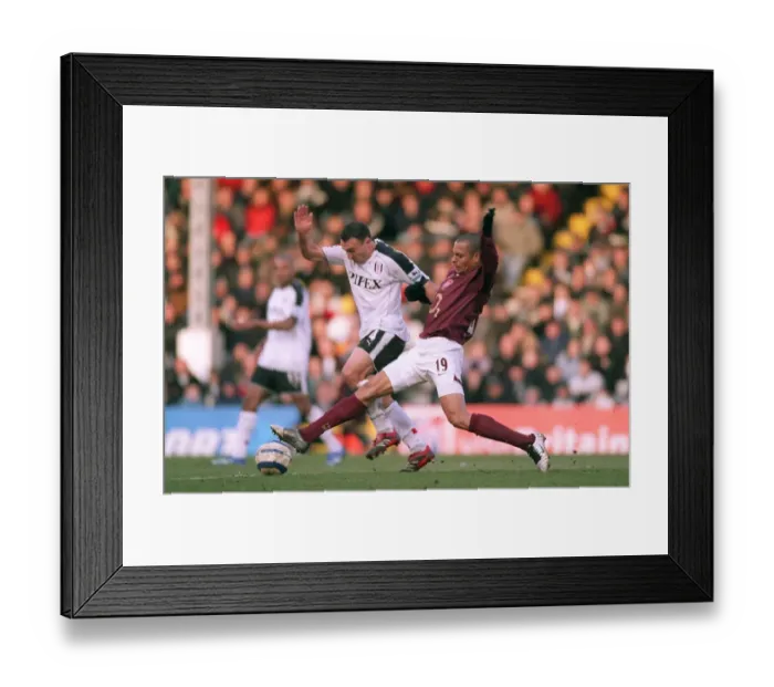 Framed Print : Gilberto (Arsenal) Steed Malbranque (Fulham). Fulham 0: 4 Arsenal