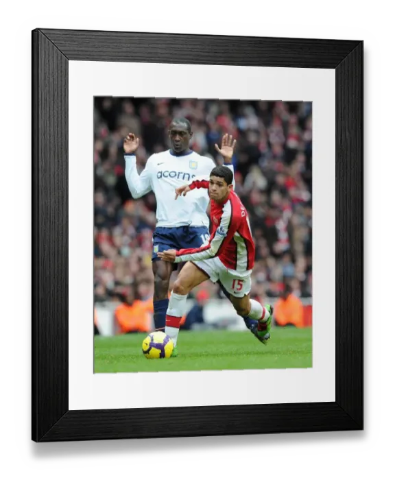 Framed Print : Arsenal's Denilson Scores Against Aston Villa's Emile Heskey: Arsenal 3-0 Premier League Victory Framed Print : Arsenal's Denilson Scores Against Aston Villa's Emile Heskey: Arsenal 3-0 Premier League Victory