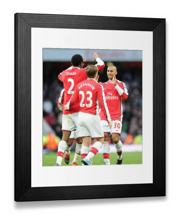 Framed Print : Abou Diaby's Triumph: Arsenal's Third Goal vs. Aston Villa (3:0), Barclays Premier League, Emirates Stadium, London, 2009